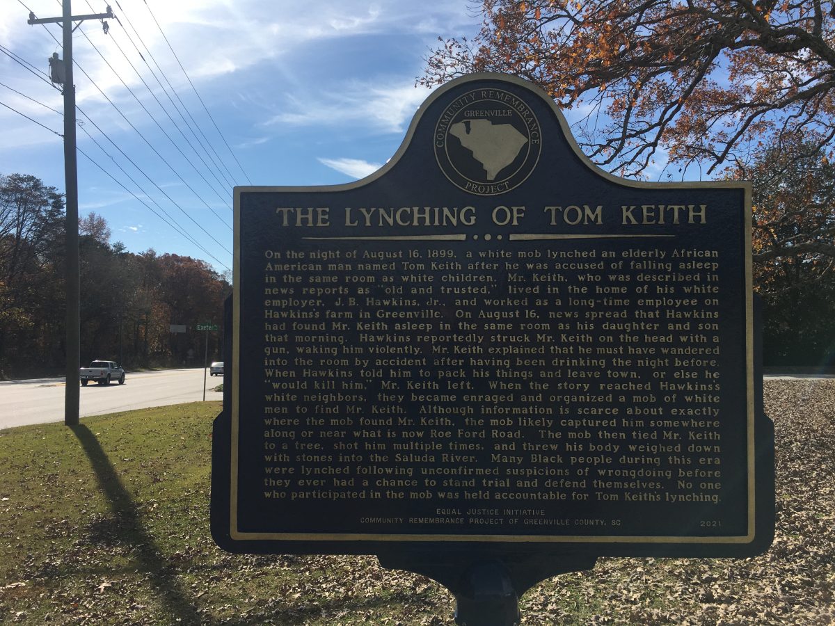 The historical marker is located east of Mt. Sinai Baptist Church near the intersection of Roe Ford Road and Highway 25, less than a mile from campus.