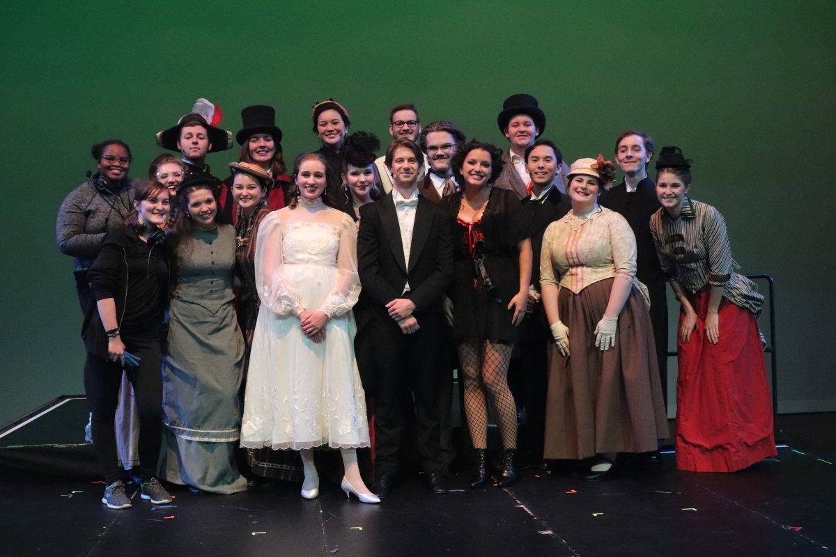 Cast with crew members Rachel Hodge (back left) and Morgan Carns (front left)