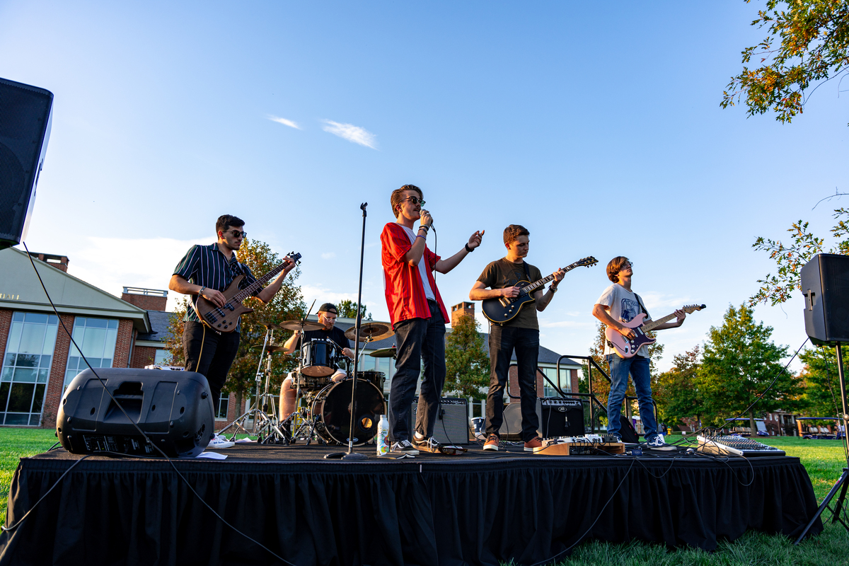 The Daily Havoc performs at an event. Left to right: Chris Saba 25, Joe Bricker 27, Andrew Cooter 25, Rohan Halloran 24, Michael Ross 27. Owen Kowalewski\The Paladin