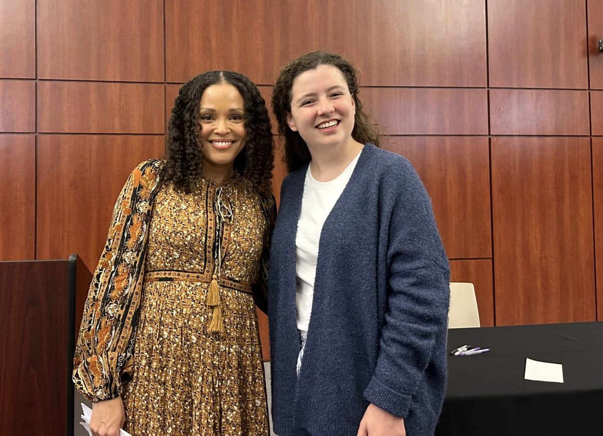 Author Jesmyn Ward poses with Alice Tyszka '25 at Ward's CLP on March 20.