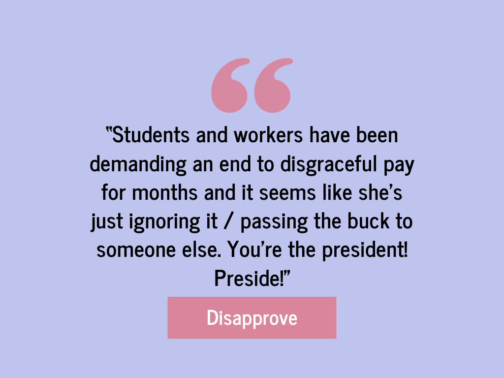 Survey Finds That Few Students Approve of President Davis